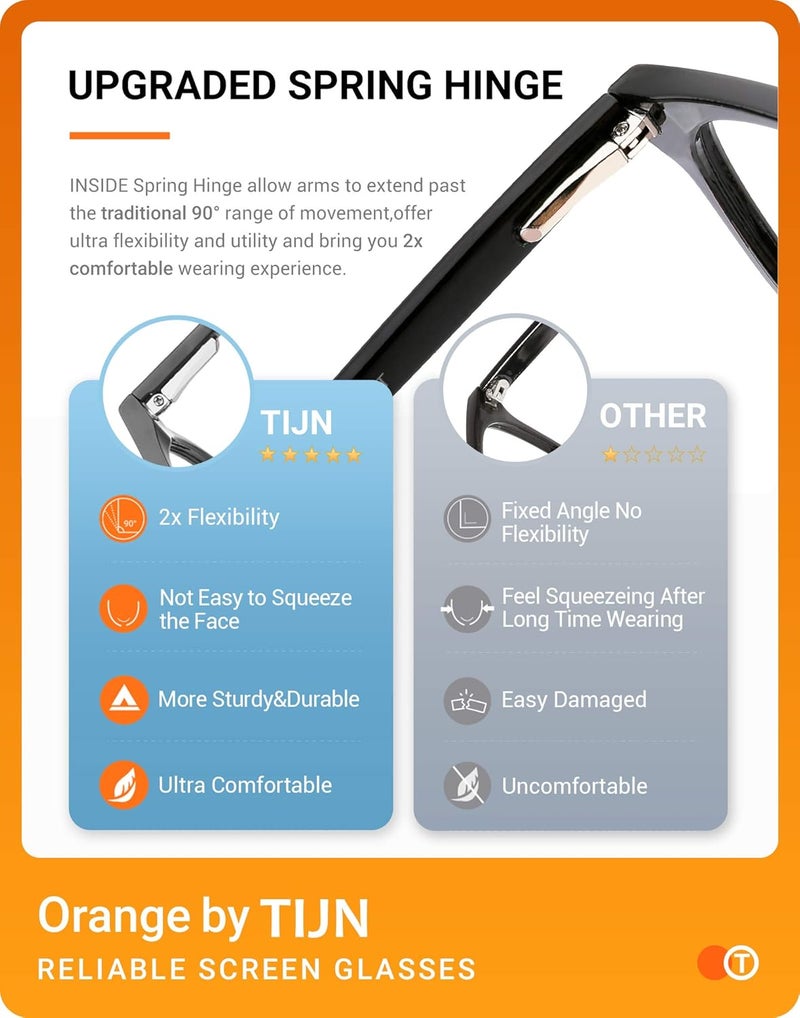 TIJN Blue Light Blocking Glasses for Women Men Clear Frame Square Nerd Eyeglasses Anti Blue Ray Computer Screen Glasses - Image 2